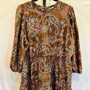 Ana ruffle short paisley tiered prairie cotton dress size 1X